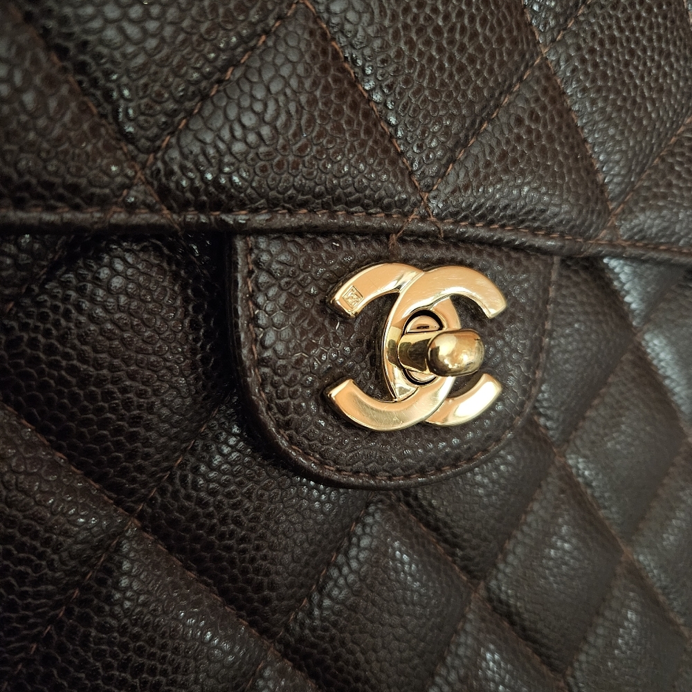 CHANEL Vintage Jumbo Single Flap - Brown Caviar Leather - Picture 13 of 13